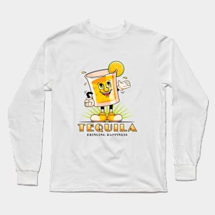 Tequila, a cute tequila glass cartoon mascot Long Sleeve T-Shirt